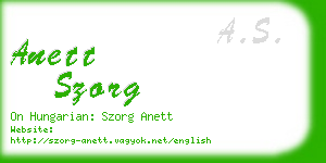 anett szorg business card